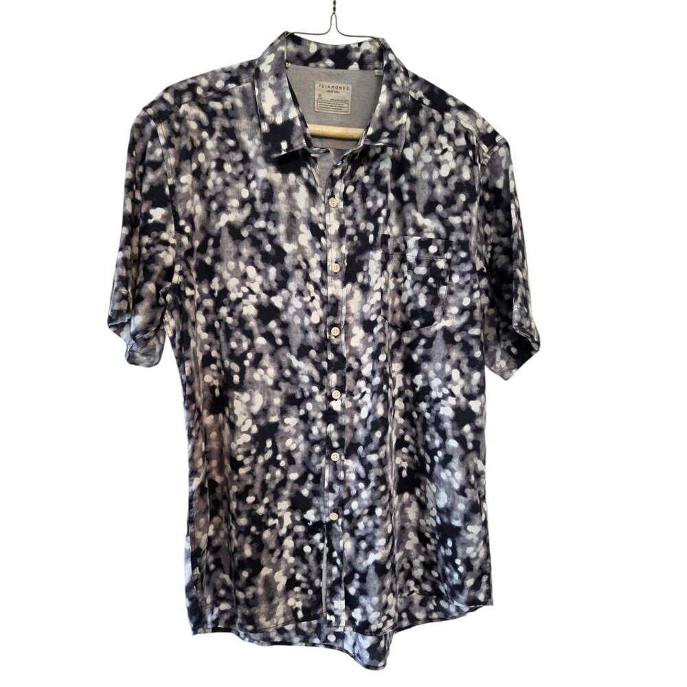 7 Diamonds Blurry Nights Print Short Sleeve Shirt Men's XL Black Gray WhiteG19.6